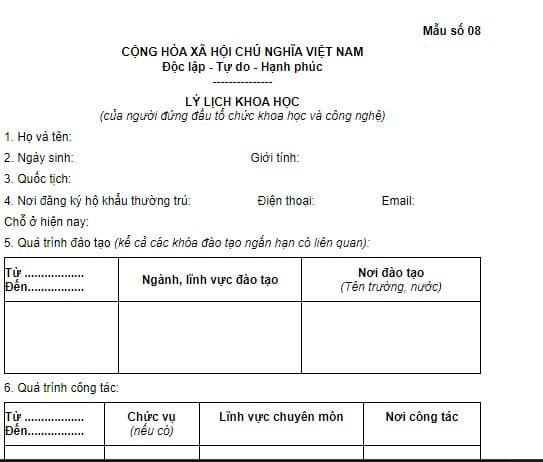 mẫu lý lịch