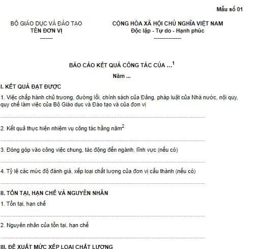 Báo cáo kết quả công tác