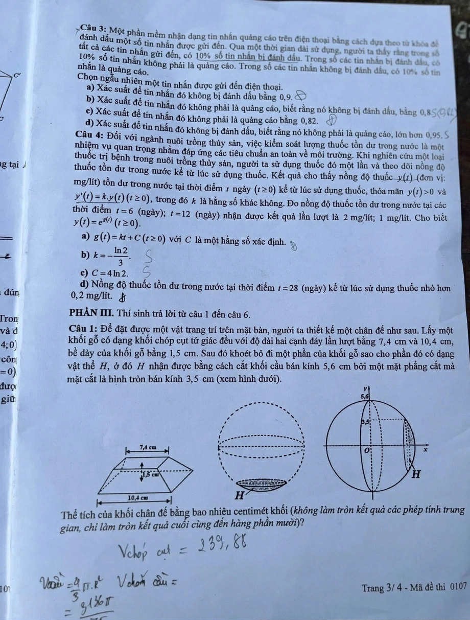 Đáp án mã đề 0107 môn Toán thi tốt nghiệp THPT 2025 ra sao? Xem đáp án ...