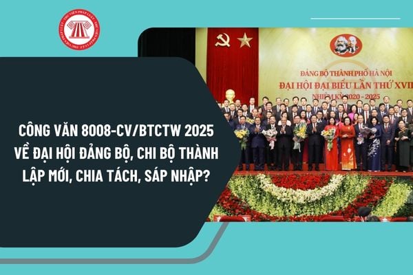 Công văn 8008-CV/BTCTW 2025 về đại hội đảng bộ, chi bộ thành lập mới, chia tách, hợp nhất, sáp nhập ra sao?