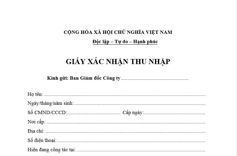 Giấy xác nhận thu nhập giành quyền nuôi con