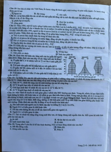 Mã đề 0345 môn sinh 2