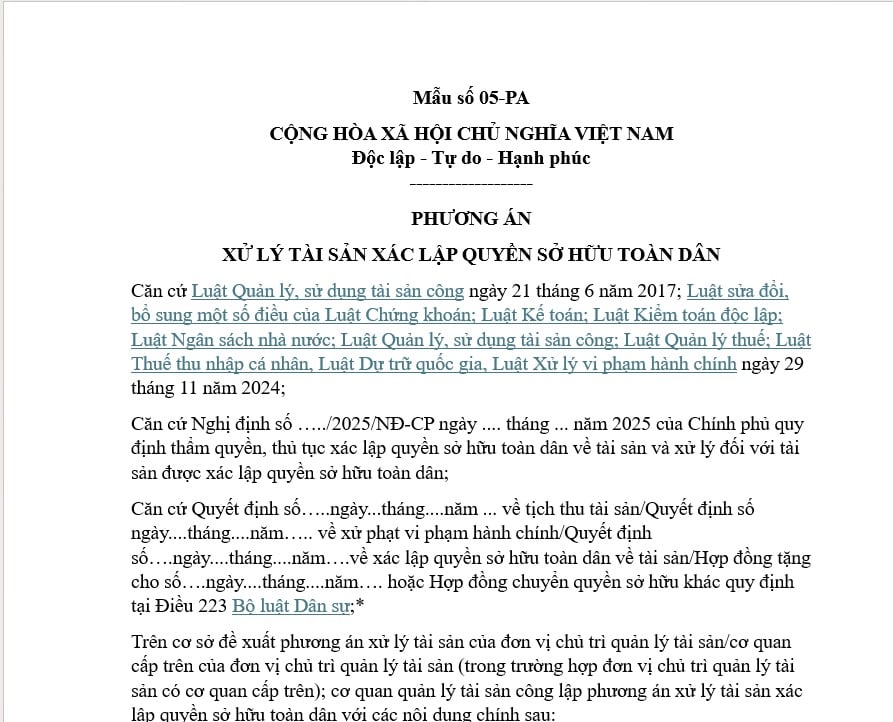 Mẫu Phương án 
