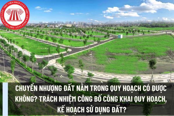 Chuyển nhượng đất nằm trong quy hoạch có được không? Trách nhiệm công bố công khai quy hoạch, kế hoạch sử dụng đất?