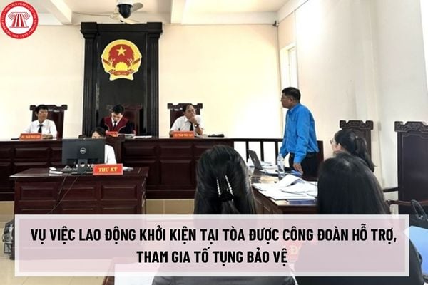 Nhiệm kỳ 2023 2028, phấn đấu đến hết nhiệm kỳ có bao nhiêu % số vụ việc lao động khởi kiện tại tòa được công đoàn hỗ trợ, tham gia tố tụng bảo vệ khi đoàn viên có yêu cầu?