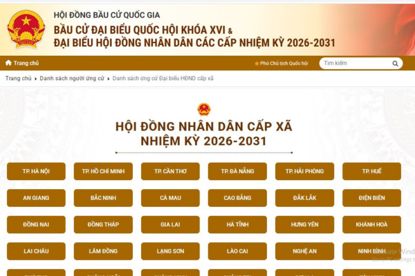 Cách coi danh sách ứng cử đại biểu HĐND tỉnh