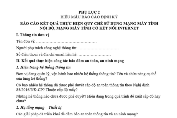 Biểu mẫu báo cáo định kỳ