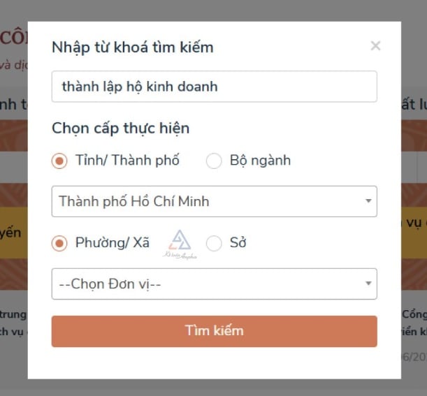 Tìm kiếm thủ tục “thành lập hộ kinh doanh”
