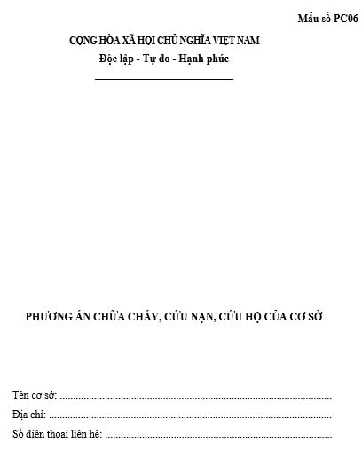 Mẫu phương án PCCC cơ sở mới nhất 2026