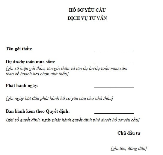 Mẫu hồ sơ yêu cầu gói thầu tư vấn mới nhất 2026