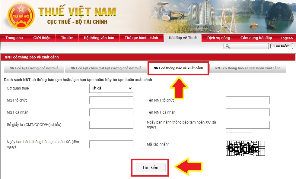 Thông báo xuất cảnh