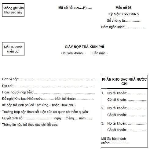 Mẫu Giấy nộp trả kinh phí mới nhất 2026