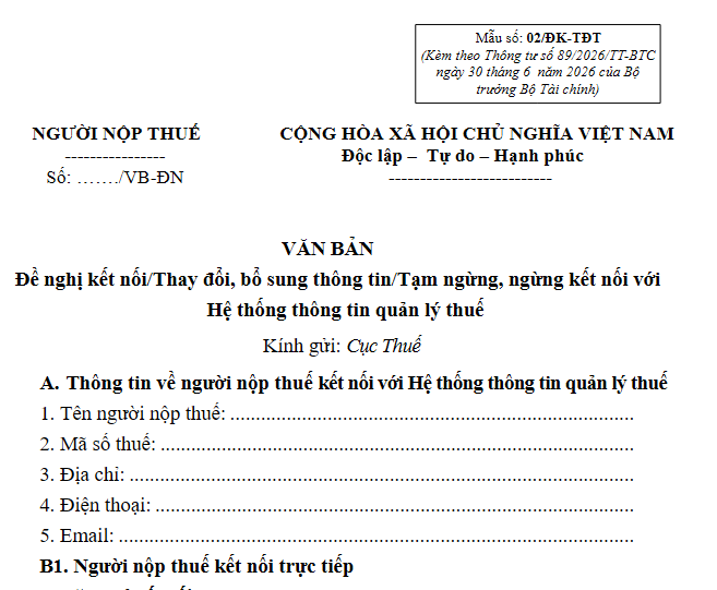 Mẫu 02 ĐK TĐT Thông tư 89 2026 TT BTC
