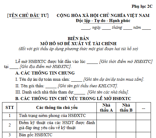 Phụ lục 2C Thông tư 134 2026 TT BTC
