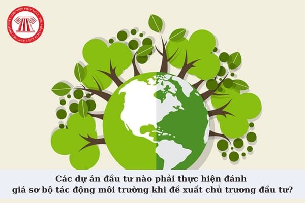 Các dự án đầu tư nào phải thực hiện đánh giá sơ bộ tác động môi trường khi đề xuất chủ trương đầu tư?