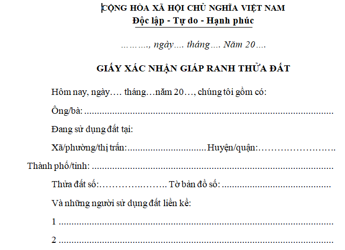 Đơn ký giáp ranh với thửa đất liền kề