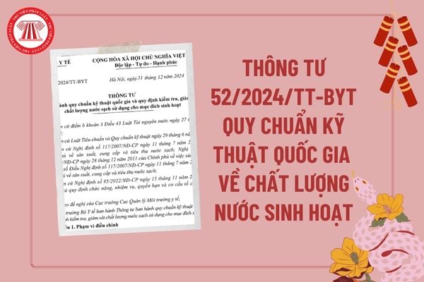 Thông tư 52 2024 BYT về Quy chuẩn kỹ thuật quốc gia về chất lượng nước sinh hoạt? Tải Thông tư 52 BYT về nước sạch?