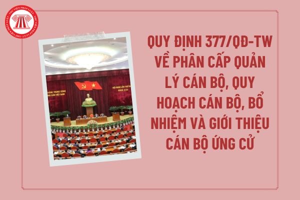 Toàn văn Quy định 377/QĐ-TW về phân cấp quản lý cán bộ, quy hoạch cán bộ, bổ nhiệm và giới thiệu cán bộ ứng cử?