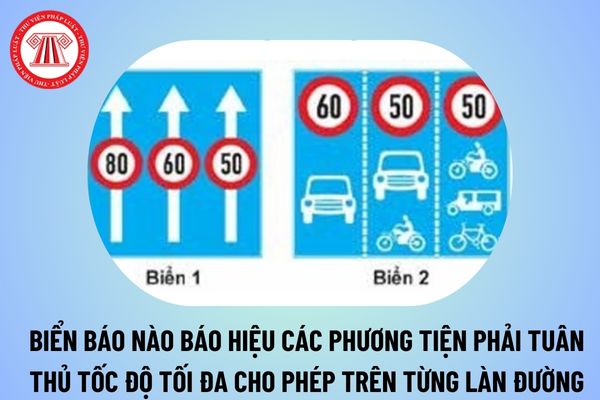 Biển nào báo hiệu các phương tiện phải tuân thủ tốc độ tối đa cho phép trên từng làn đường theo quy định? 