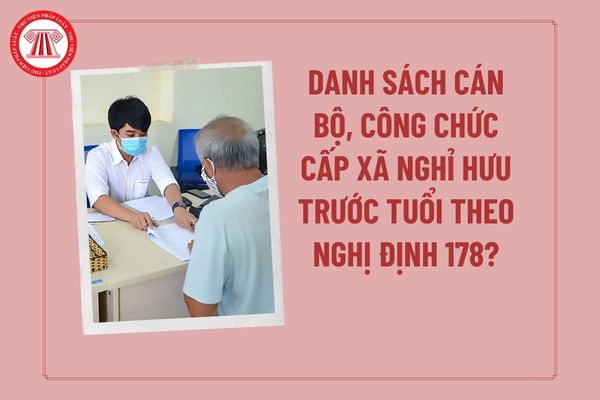 Danh sách cán bộ, công chức cấp xã nghỉ hưu trước tuổi theo Nghị định 178 gồm những ai, được hưởng chính sách nào theo Công văn 2529? 
