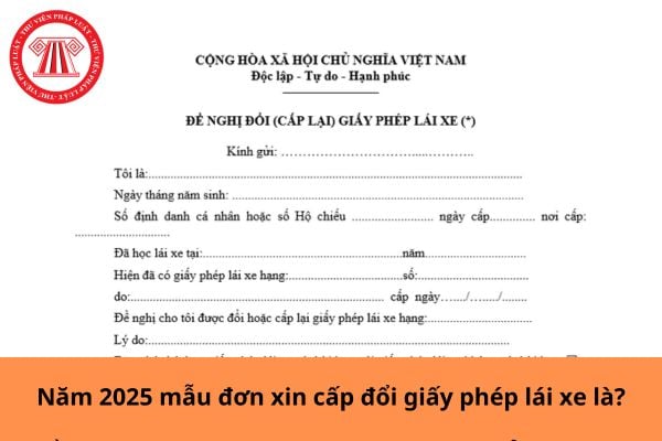 Năm 2025 mẫu đơn xin cấp đổi giấy phép lái xe là?