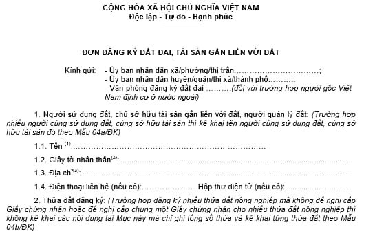 Đơn xin cấp sổ đỏ