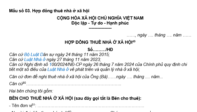 Mẫu hợp đồng cho thuê nhà ở xã hội mới nhất? Tải về ở đâu? Những đối tượng nào được thuê nhà ở xã hội?