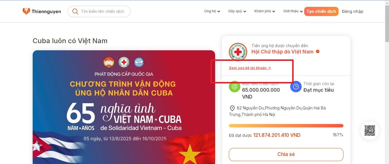 Cách xem sao kê ủng hộ nhân dân Cuba chi tiết? Hướng dẫn xem sao kê ủng hộ nhân dân Cuba như thế nào?