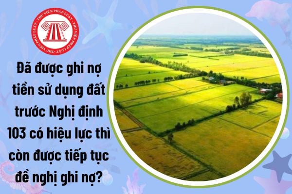 Đã được ghi nợ tiền sử dụng đất trước Nghị định 103 có hiệu lực thì còn được tiếp tục đề nghị ghi nợ?