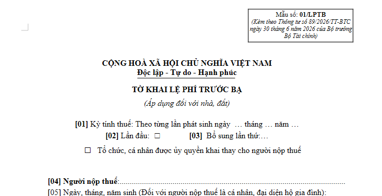 Hồ sơ miễn lệ phí trước bạ nhà, đất được bồi thường tái định cư bao gồm những gì theo Thông tư 89?