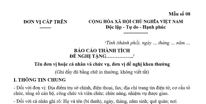 Mẫu báo cáo thành tích cá nhân phong trào Toàn dân bảo vệ an ninh Tổ quốc năm 2026 là mẫu nào?