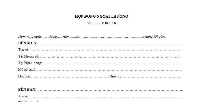 Mẫu hợp đồng ngoại thương mới nhất là mẫu nào? Hợp đồng ngoại thương là gì?