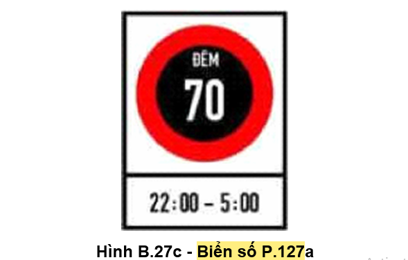 Biển số P.127a "Tốc độ tối đa cho phép về ban đêm"