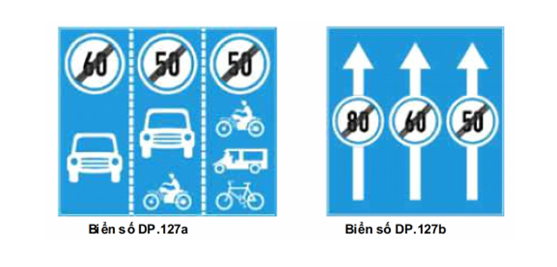 Biển số DP.127 "Biển hết tốc độ tối đa cho phép theo biển ghép"