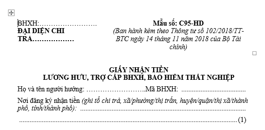 Mẫu Giấy nhận tiền lương hưu, trợ cấp bảo hiểm xã hội, bảo hiểm thất nghiệp là mẫu nào? Tải về ở đâu?