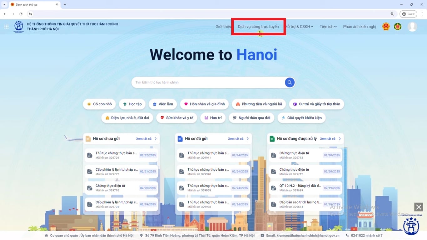 Hướng dẫn nộp hồ sơ cấp giấy phép xây dựng trực tuyến tại Hà Nội