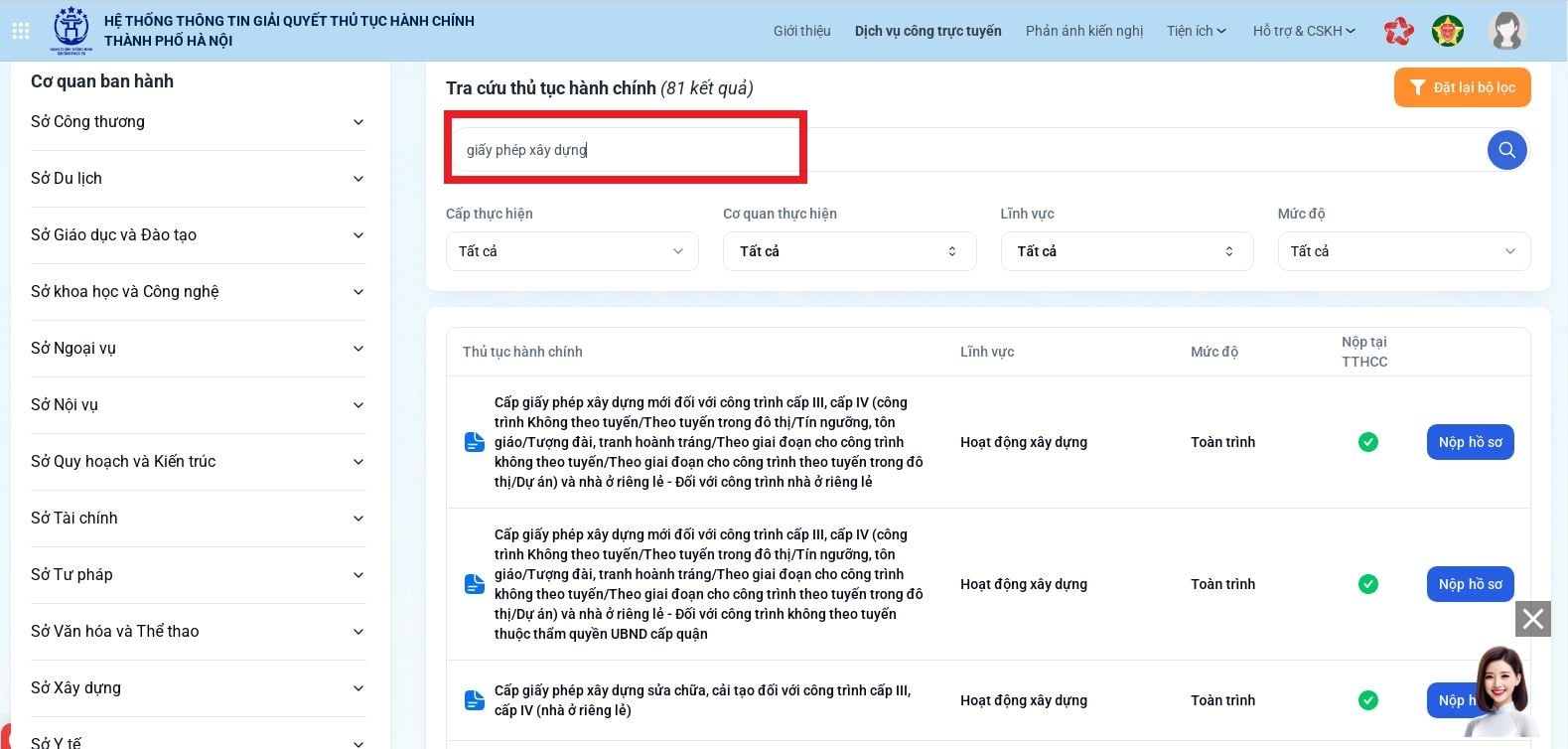 Hướng dẫn nộp hồ sơ cấp giấy phép xây dựng trực tuyến tại Hà Nội