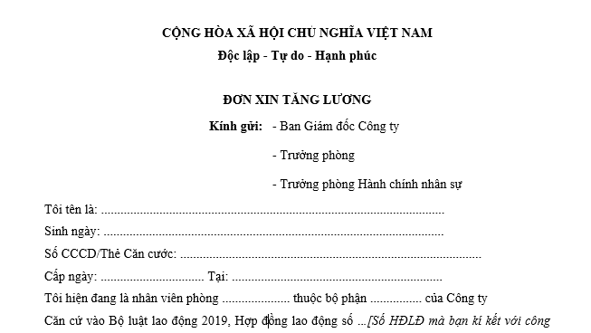 Mẫu đơn xin tăng lương mới nhất? Cách viết đơn xin tăng lương? Chế độ nâng lương được thảo thuận ở đâu?