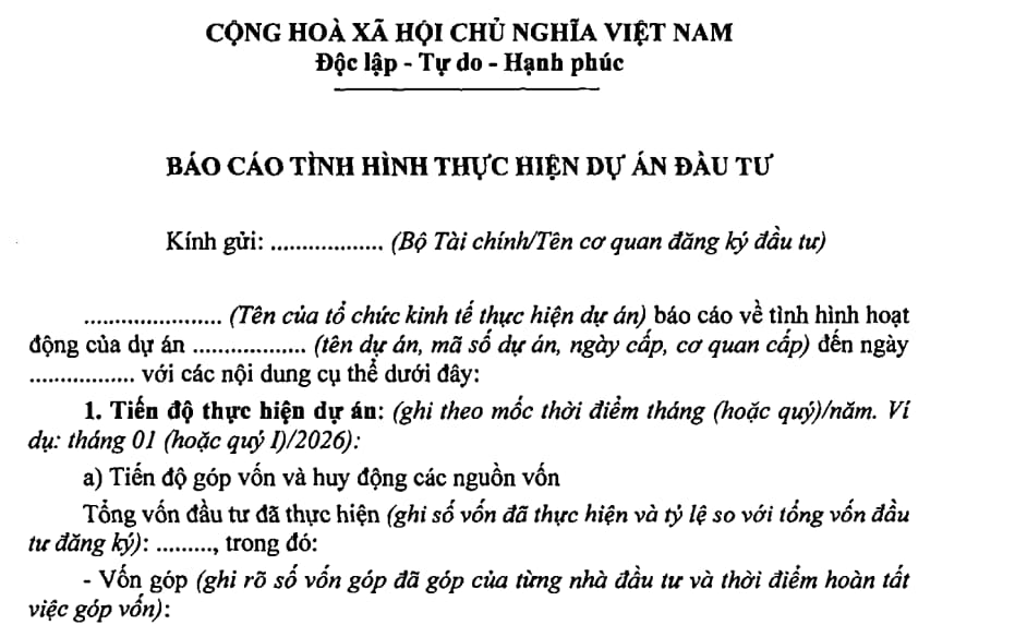 Khi nào nộp Báo cáo tình hình thực hiện dự án đầu tư 6 tháng đầu năm 2026? Doanh nghiệp không thực hiện bị xử lý ra sao?