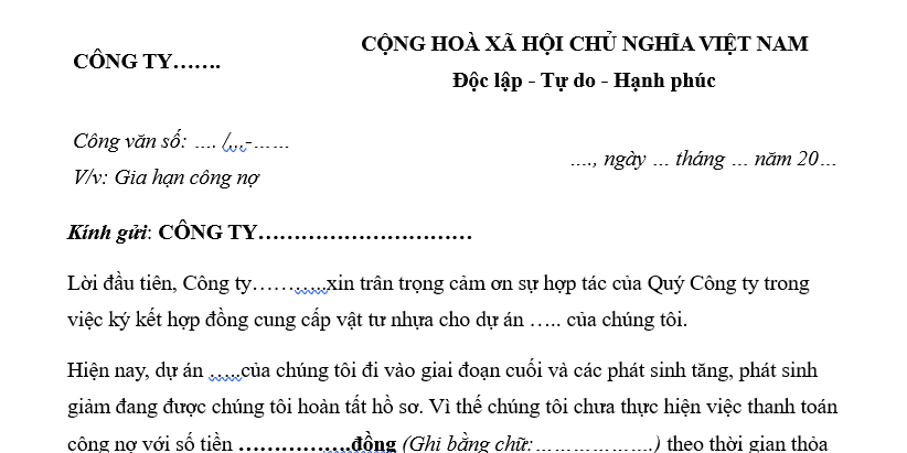 Mẫu công văn xin gia hạn công nợ mới nhất là mẫu nào? Cách viết công văn xin gia hạn công nợ chi tiết?