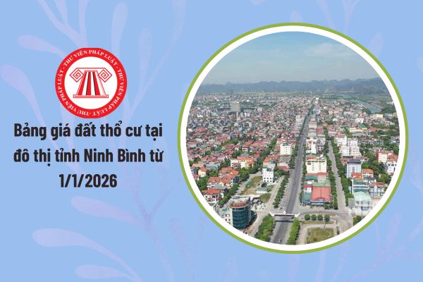 Bảng giá đất thổ cư tại đô thị tỉnh Ninh Bình từ 1/1/2026
