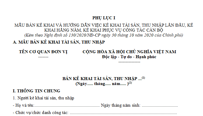 Tổng hợp biểu mẫu kê khai tài sản thu nhập mới nhất là mẫu nào? Tải về ...