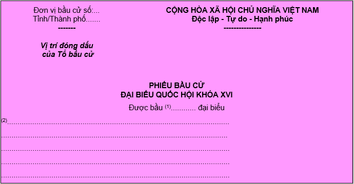 Phiếu bầu cử đại biểu Quốc hội 2026 có màu gì?
