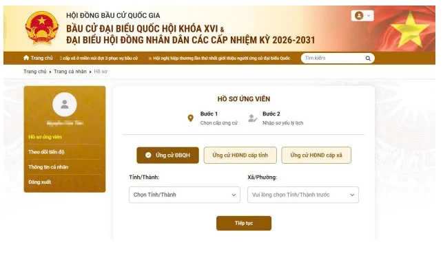 Link nộp hồ sơ online ứng cử đại biểu Quốc hội khóa XVI và đại biểu HĐND các cấp nhiệm kỳ 2026 - 2031