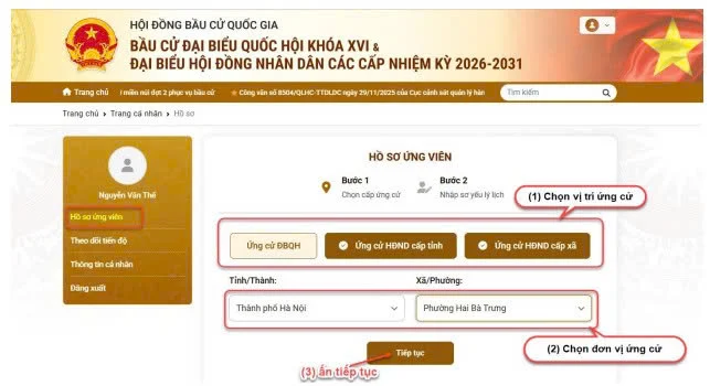 Link nộp hồ sơ online ứng cử đại biểu Quốc hội khóa XVI và đại biểu HĐND các cấp nhiệm kỳ 2026 - 2031