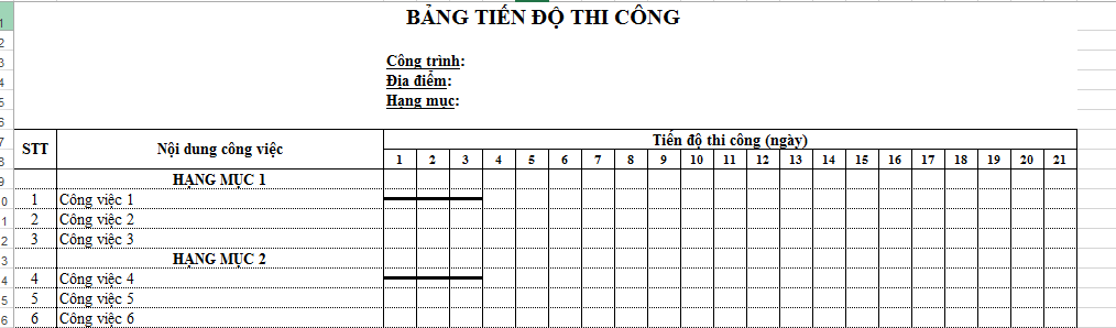 Mẫu bảng tiến độ thi công công trình file Word, Excel mới nhất? Tải về bảng tiến độ thi công xây dựng?