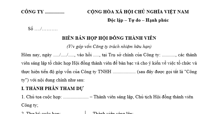 Mẫu Biên bản thỏa thuận góp vốn công ty trách nhiệm hữu hạn mới nhất là mẫu nào? Tải mẫu về ở đâu?