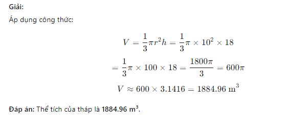 Công thức tính thể tích Hình nón