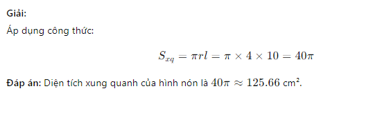 Công thức tính diện tích xung quanh Hình nón?