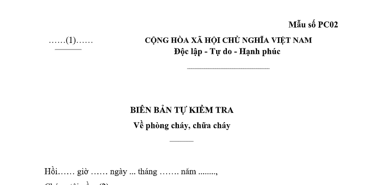 Tải Biên bản tự kiểm tra về PCCC 6 tháng đầu năm 2026? Cách viết biên bản tự kiểm tra về PCCC?